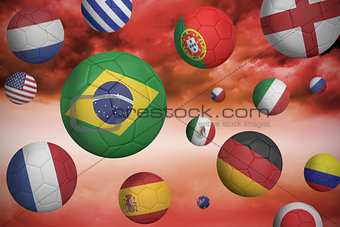 Footballs in various flag colours