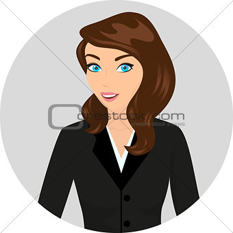 Business lady wearing brown hair close-up illustration.