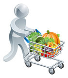 Person pushing trolley with vegetables