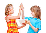 Two Children Doing High Five Gesture 