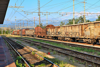 Rusty freight cars. Cuneo, Italy.