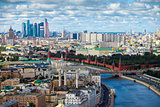 Aerial Moscow city center heart panorama