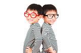 Two brother  smiling on white background