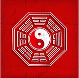 Chinese Bagua symbol on red - vector illustration