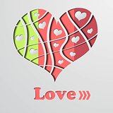 Abstract background with color strip heart - vector illustration