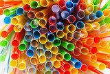 Colored Plastic Drinking Straws closeup