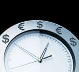 Currency clocks isolated on black