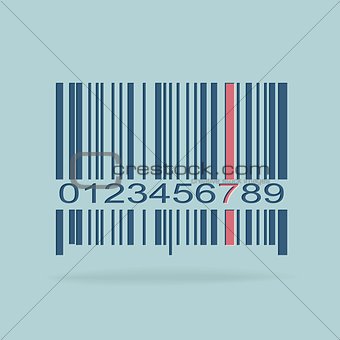 Barcode image on red background - vector illustration
