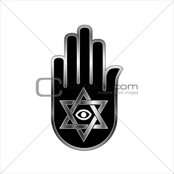 Logo for psychic or fortune teller -Star of David on ahimsa hand