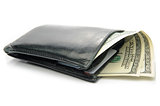 Black Leather Bi-Fold Wallet on a White Background