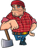 Cartoon lumberjack holding an axe