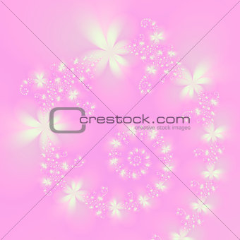 White Spiral Flowers on Pink