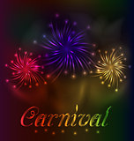 Colorful fireworks background for Carnival party 