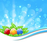 April background with Easter colorful eggs