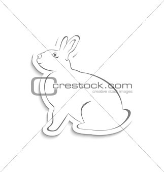 Easter greeting rabbit isolated on white background