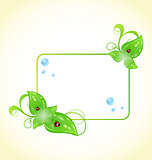 Eco friendly frame with green leaves and ladybugs