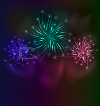 Colorful fireworks background with place for text