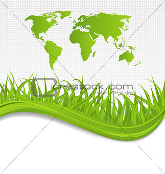 Nature background with map earth and grass 