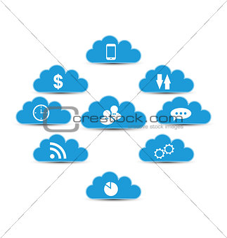 Cloud computing and technology, infographic design elements