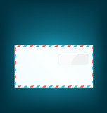 Single close envelope on blue background