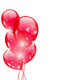 Flying red balloons isolated on white background