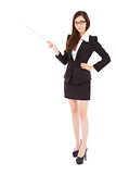 young businesswoman wore a glasses and holding a baton