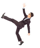 businessman slip and fall and  a funny pose