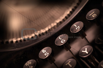 Close up photo of antique typewriter keys