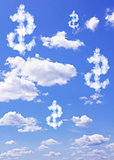 Dollar symbol from clouds 