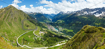 Summer Alps mountain pass panorama