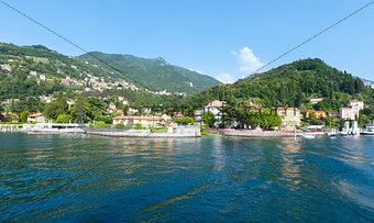 Town on Lake Como summer coast (Italy).