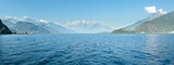 Lake Como (Italy) view from ship (summer panorama)