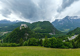 Alps mountain castle summer view