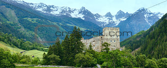 Alps mountain summer view and castle