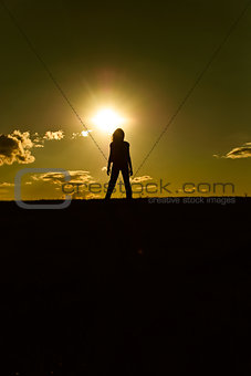 woman sunset silhouette