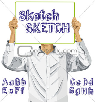 Man With Write Board Against His Head