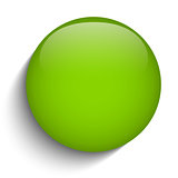 Green Glass Circle Button on White Background