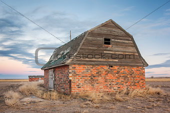 abandoned brick barn 