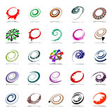 Spiral and rotation design elements. Abstract icons set. 