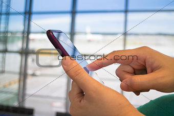business people using smart phone with office  background