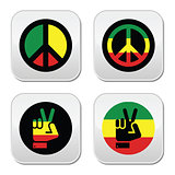 Rasta peace, hand gesture vector icons set