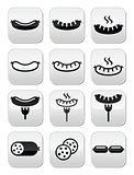 Sausage, grilled or with for icons set