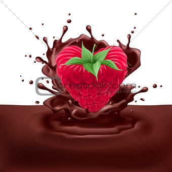 Raspberry heart with chocolate