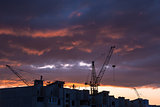 Silhouette of building crane