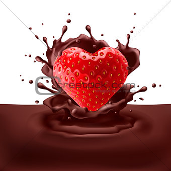 Strawberry heart with chocolate