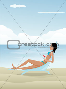 Woman relaxing on beach