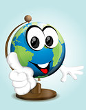 Smiling earth pointing with his finger