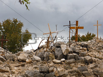 Medjugorje,Bosnia and Herzegovina - crosses on Krievac mountain in Medjugorje on November 4, 2013