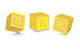 Vector letter B wooden alphabet blocks
