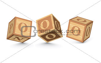 Vector letter O wooden alphabet blocks